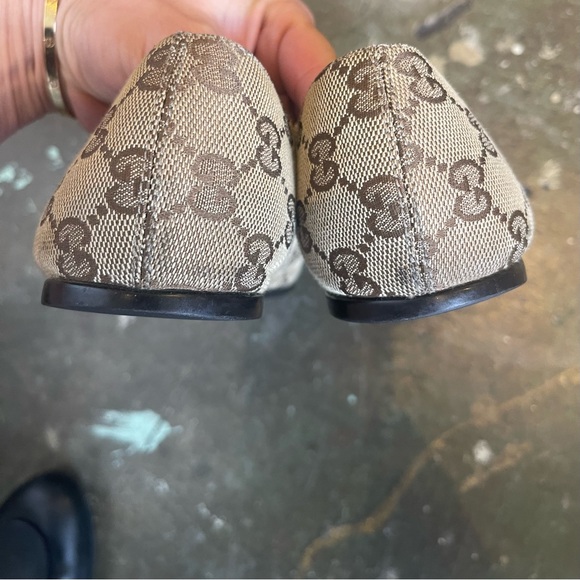 Gucci Ballet Shoes GG Monogram Beige Canvas Flat Size 37.5 - Picture 10 of 11